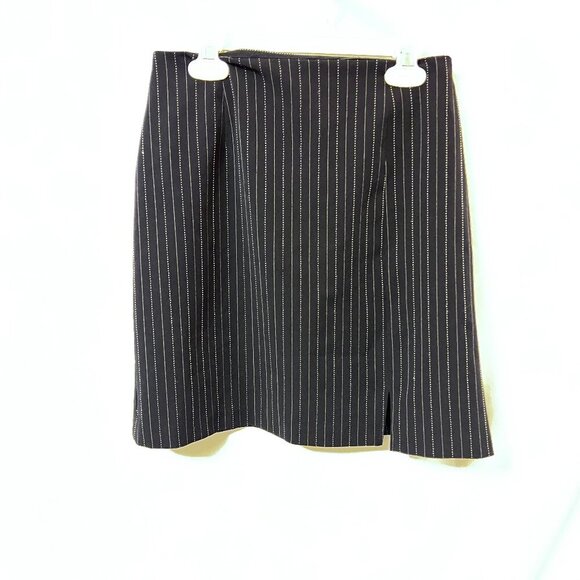 Mini / Knee High Black, pin striped, skirt - Size 3/4 - Picture 1 of 2